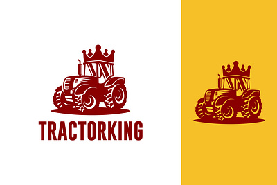 Tractor Silhouette Logo Design With Crown art bussiness crown farm field king logo tracktor truck vector