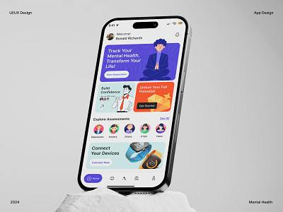 Mental Health Tracker Mobile App UI Design app design app ui app ui design figma mental health mental health app mental health awareness mind mobile app mobile app design mobile app ui psychology ui ui design uiux ux