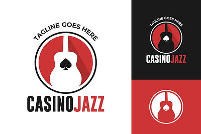 Casino Music And Guitar Logo Design art branding bussiness cafe casino design guitar illustration jazz logo music musician poker vector workspace