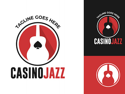 Casino Music And Guitar Logo Design art branding bussiness cafe casino design guitar illustration jazz logo music musician poker vector workspace