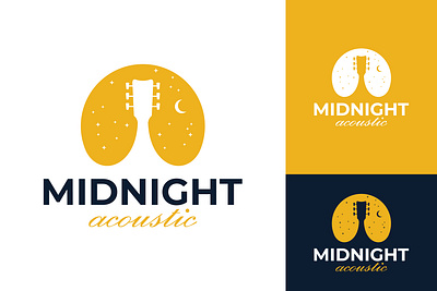 Night Festival Music Design Logo accoustic bradning cafe design guitar illustration logo midnight moon music night play stars vector