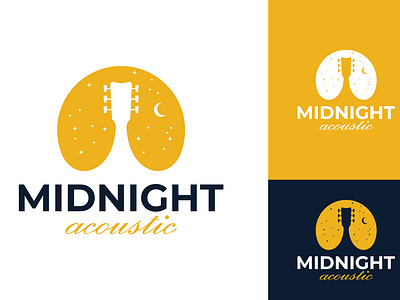 Night Festival Music Design Logo accoustic bradning cafe design guitar illustration logo midnight moon music night play stars vector