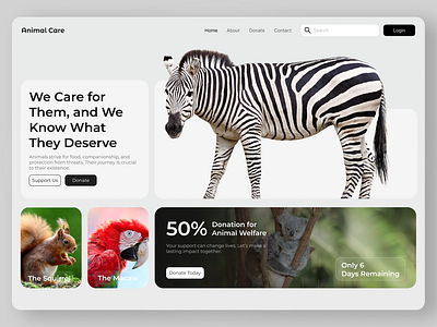 Animal Care Landing Page Design animal animal care app branding care design graphic design illustration landing page logo ui ui ux vector