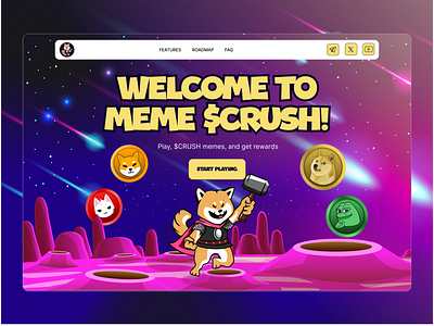 CRUSH landing page design - Meme Coin blockchain crypto meme cryptocurrency cybersecurity meme meme coin home page meme coin landing page meme coin ui meme token meme website pepe pepe coin pepe website solana solana coin solana meme coin solana meme coin website. solana token web design website security