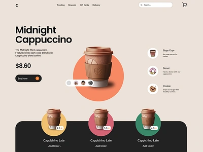 A sleek and modern coffee shop landing page design coffeelovers concept design design designinspiration ecommerce figma graphic design graphicdesign hero hero section inspiration productdesign responsivedesign ui uidesign uiux userexperience uxdesign webdesign