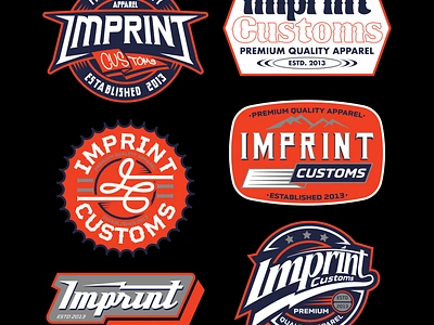 Imprint Customs (Type Badge/Patch) apparel badge brand design illustration illustrator lettering patch print skull typography ui