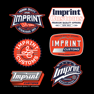 Imprint Customs (Type Badge/Patch) apparel badge brand design illustration illustrator lettering patch print skull typography ui