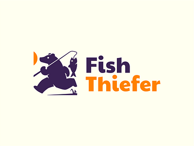 Fish Thiefer bear brand design fishing logo logodesign vector