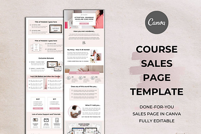 Course Sales Page Canva Template canva template course launch course marketing landing page template sales page sales page template