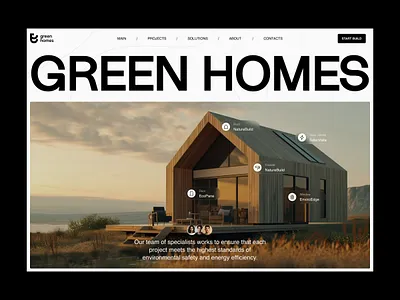 Green Homes - Web design for Real Estate build construction design eco friendly frame houses functionality house interface landing page main main hero section minimal mobile modern promo page real estate user friendly web webdesign website