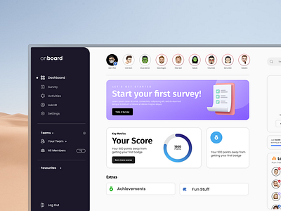 Onboard Dashboard UI Screen app branding dashboard design interaction ui user interface ux web app website