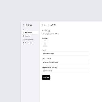 Profile Settings app design clean creative design ui