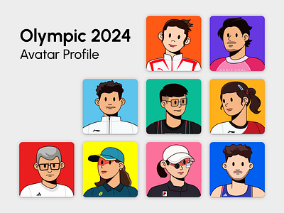 Olympic 2024 - Avatar Profile 2024 2d avatar adobe illustrator athlete avatar character design human icon illustration olympic paris profile profile picture sports ui vector