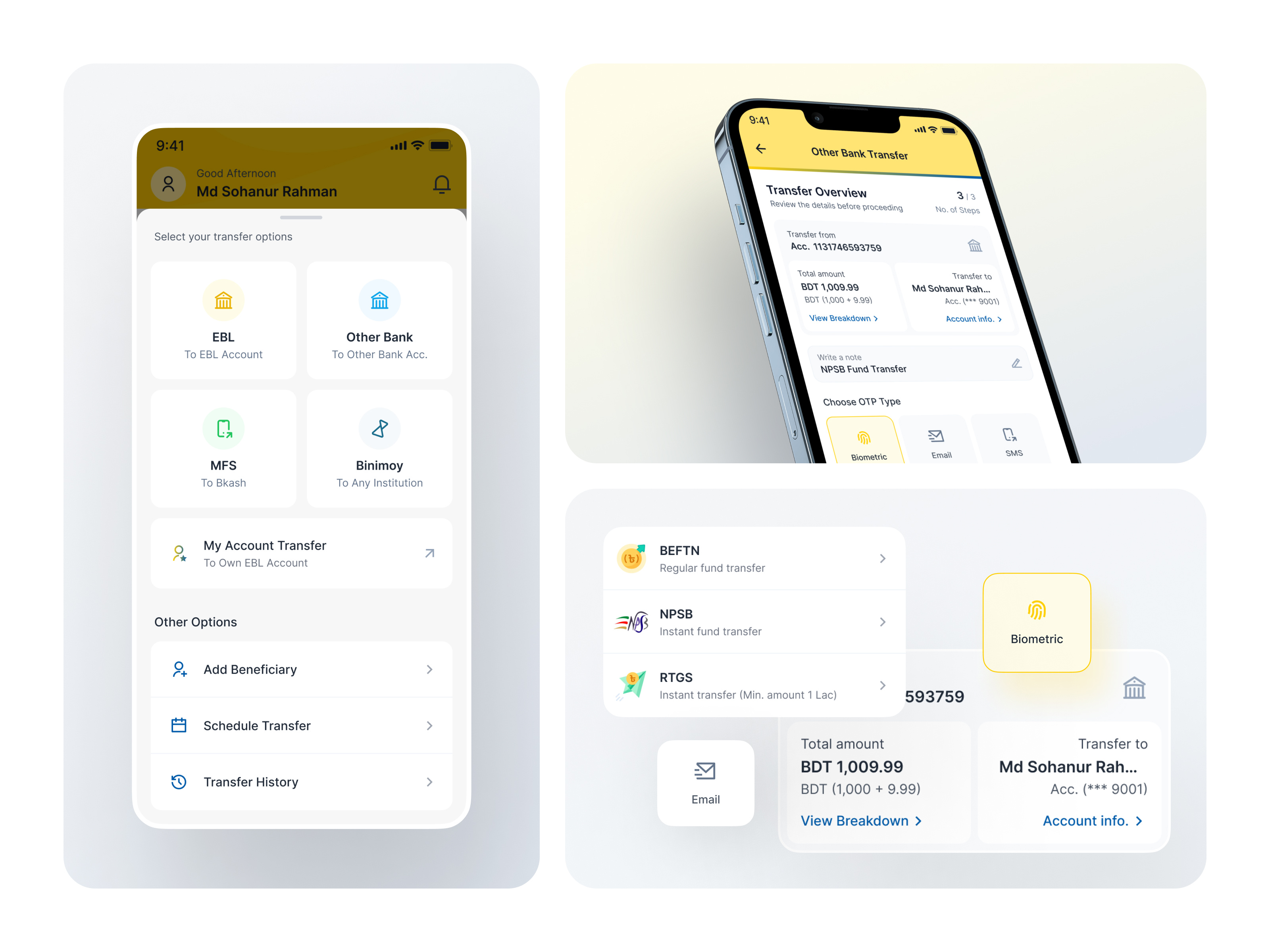 EBL Fund Transfer Redesign ab testing app design banking app concept redesign design digital banking ebl app fintech fund transfer minimal design mobile app new trend redesign send money ued ui user centric user research ux ux design