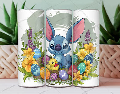 Cartoon Stitch Easter and Chick Tumbler color image custom design custom tumbler art design funny tumbler happy art illustration male art person tumbler photography render skinny tumbler sublimation tumbler sublimation tumbler warp vector art waterslide tumbler