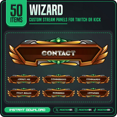 Wizard Theme Panels | 50x Wizard Twitch Panels wings panel