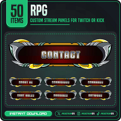 Kingdom Knight Theme Panels | 50x Kingdom Knight Twitch Panels gaming twitch panel