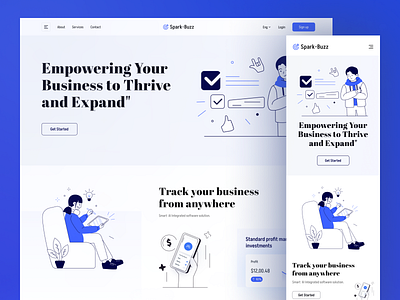 Spark Buzz Agency Design agency business designconcept designidea designinspiration digitalservice illustration landingpage minimalist sparkbuzz trending ui uiuxdesigner web webdesign website