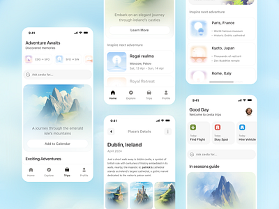 Travel Planner App ai assistant app booking app branding create trip design gpt holiday minimal mobile mobile app planer sajon tourism travel travel plan trip trip planer ui ux