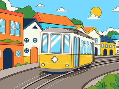 Lisbon Trem automotive cartoon city colorful graphic design illustration landsapce lisbon portugal trem ui