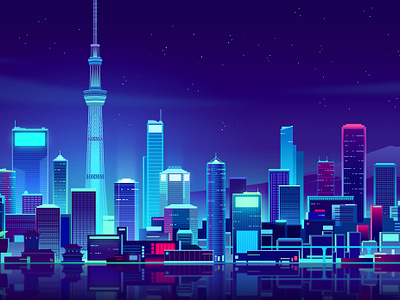 Tokyo branding city design futur illustration light neon retro trystram ui