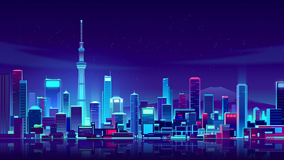 Tokyo branding city design futur illustration light neon retro trystram ui