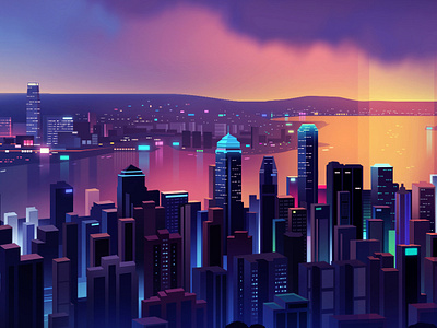 Hong Kong bay branding city design futur hk hongkong illustration light neon retro trystram ui