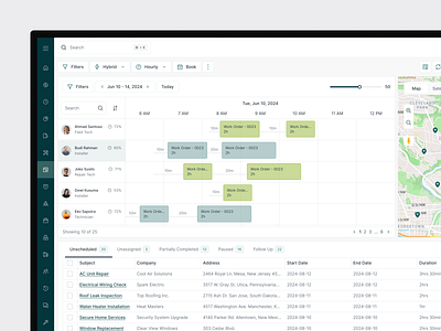 Efficien - Field Service Management Software admin analytics app b2b business dashboard design desktop field service interface management map minimalist modern saas schedule software tracking ui web