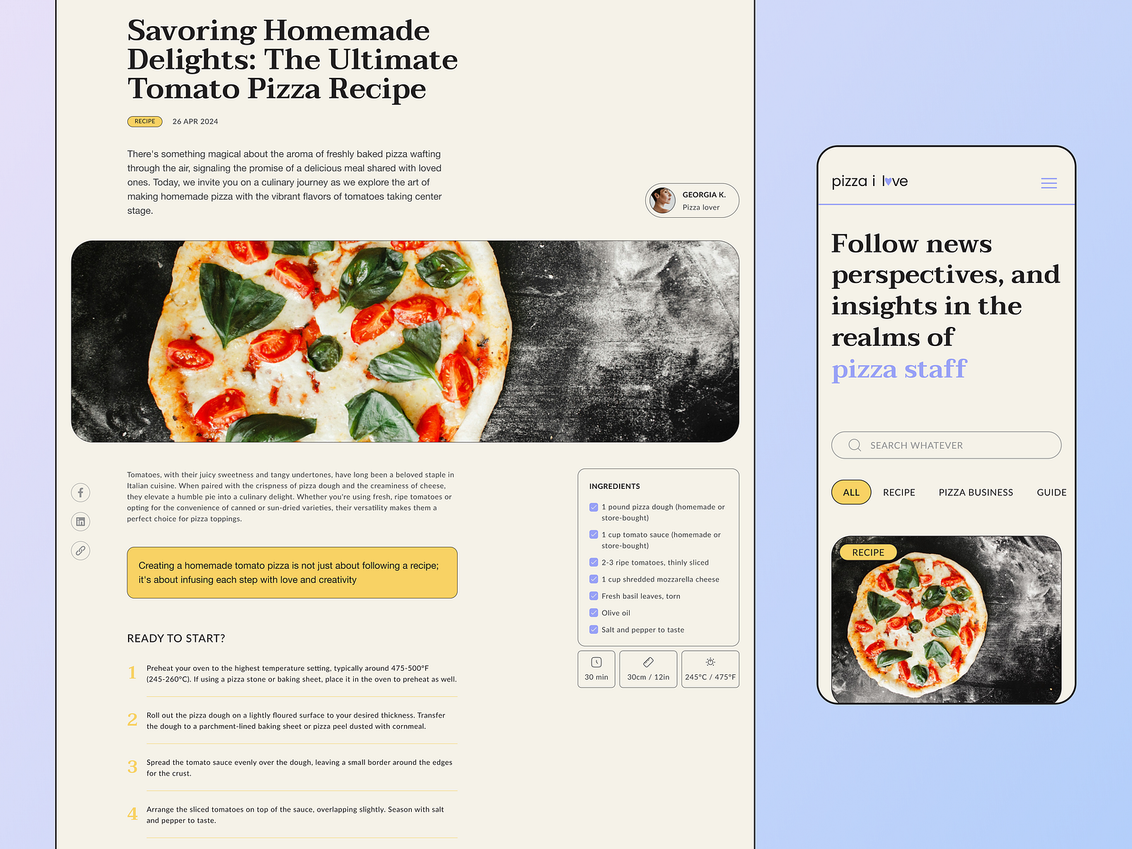 Cooking Recipe Page Layout Blog Article By Olya Didyk For Quality