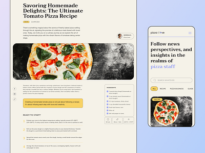 Cooking Recipe Page Layout | Blog | Article article article preview blog blog categories blog search branding concept cooking recipe dailyui how to cook illustration inspiration logo mobile layout pizza pizza website pizzeria share article ui web design