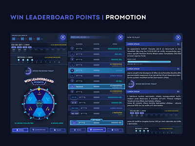 Win Leaderboard Points | Promotion dark mode gambling gambling promo leaderboard list mobile pop up progress bar rules ui ux wheel