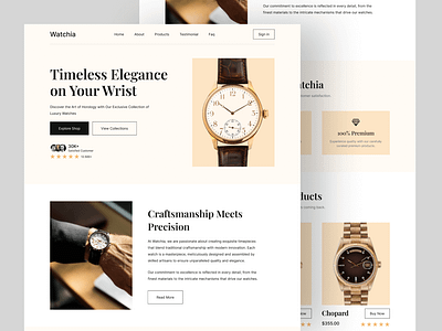 Watchia - Watch Shop Landing Page Website landingpage shop smartwatch watch web web design