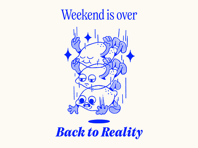 Weekend is over, back to reality art enjoy fun illustration lemon mascot reality retro simple vintage weekend