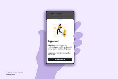 Overlay challenge flatdesign hiring news overlay purple researcher ui
