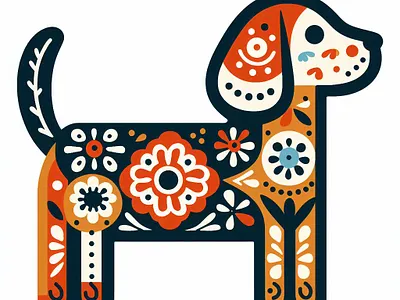 Colorful Folk Art Dog Design T-Shirt – Bohemian Floral Pattern bohemian style apparel stylecpu