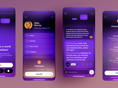 AI Mobile App Concept ai ai app ai chat ai mobile app app design app screen app ui artificial intelligence bot chat gpt interface mindjourney mobile app mobile app ui design product design purple ui ux