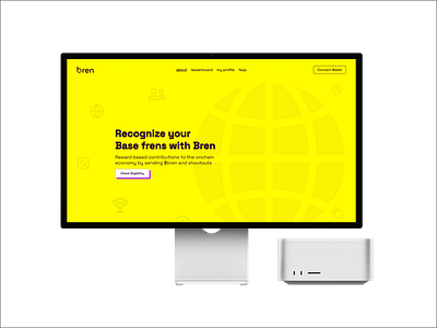 Bren | A Based Recognition Network base blockchain coinbase crypto landing page design cryptocurrency farcaster product design uiux design