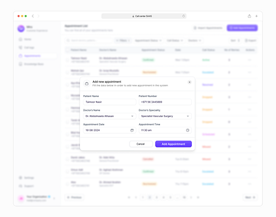 Add Appointment - Customer Support SAAS branding design illustration investment logo minimal mobile ui saas app ui uiux uxdesign web app