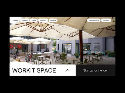 Workit - Coworking space brand identity branding business website coffee coworking hero section homepage location metings office office space offline store product video simple ui web web design white wordmark workspace