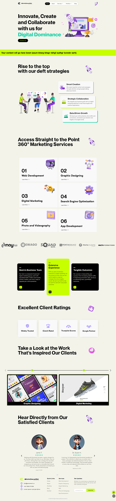 Ennomark digital marketing website project graphic design ui