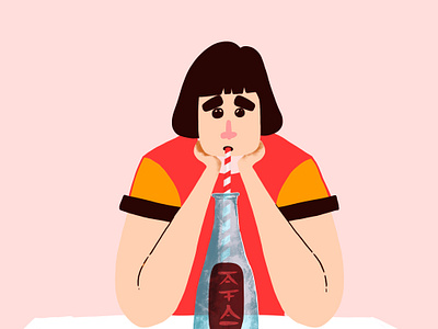 Bored! bored drinking girl girl illustration hand drawn illustration minimal procreate sip sipping tired