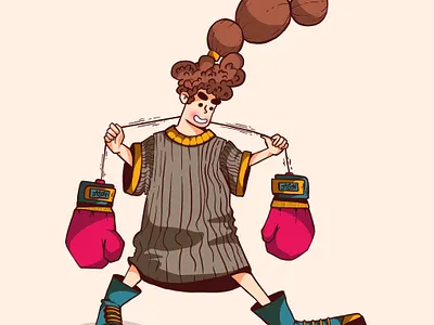 Born a Boxer boxer boxer illustration boxing boxing illustration girl boxer illustration kid boxer little girl sports sports illustration tiny boxer