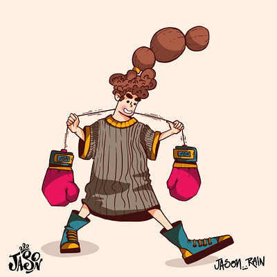 Born a Boxer boxer boxer illustration boxing boxing illustration girl boxer illustration kid boxer little girl sports sports illustration tiny boxer