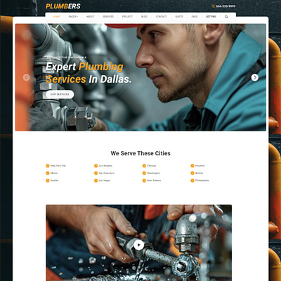 Plumbers – Plumbing Services Free Bootstrap 5 Website Template business design designer free free website template freebies freelancer html css minimal plumber plumbing plumbing service services small business templates jungle ui web design webdesign website design website template