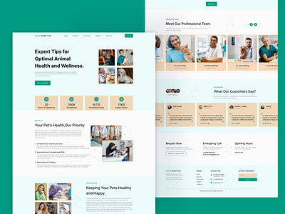 Animal Health Care Landing Page Design figma landing page design ui uiu uiux website design