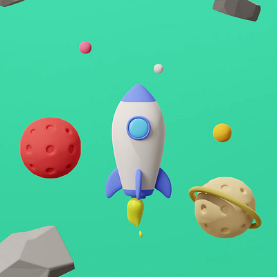 ROCKET 3d animation astronaut blender blender3d cute galaxy graphic design illustration motion graphics rocket space star