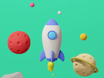 ROCKET 3d animation astronaut blender blender3d cute galaxy graphic design illustration motion graphics rocket space star