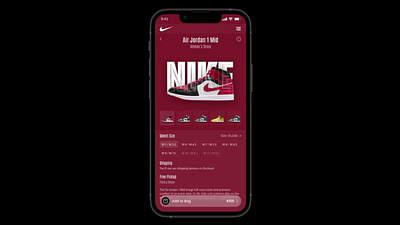 Nike Mobile Application animation app screen mobile app motion graphics nike shoes nike store protype shoes store ui