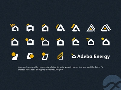 Solar Energy Logomarks a a logo battery card energy exploration garage home house letter a lettermark logomark many concepts panels power renewable energy residential solar solar solar panel sun