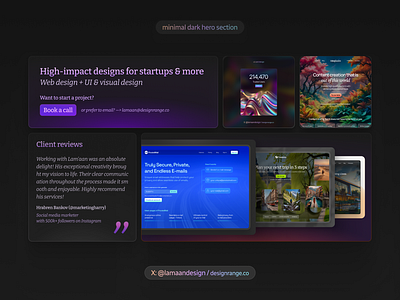 Minimal dark hero section minimal ui web design